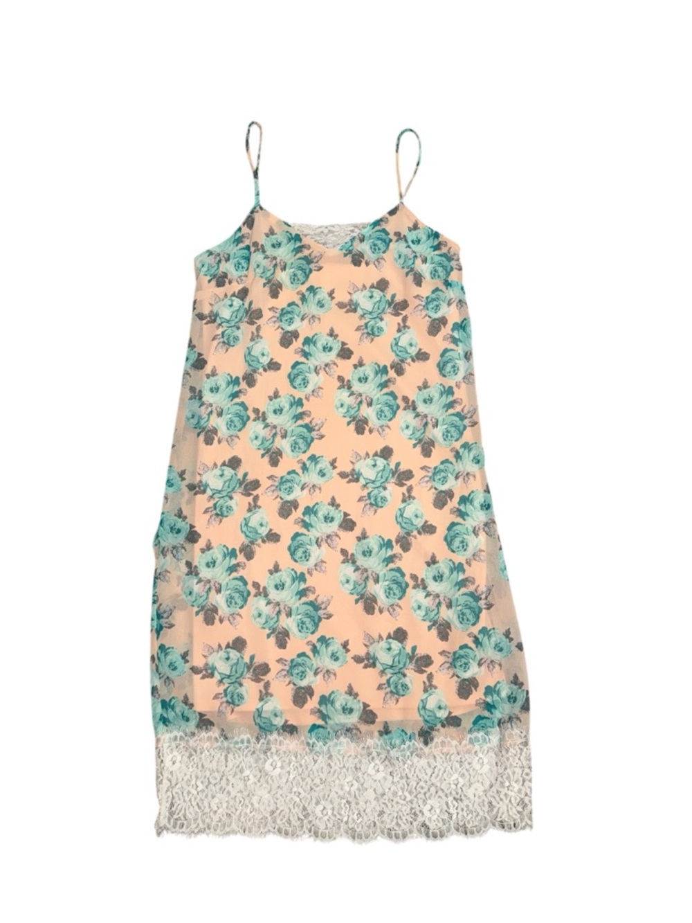 Women’s Y2k Pink Floral Slip Dress - Lace hem Small Xhilaration